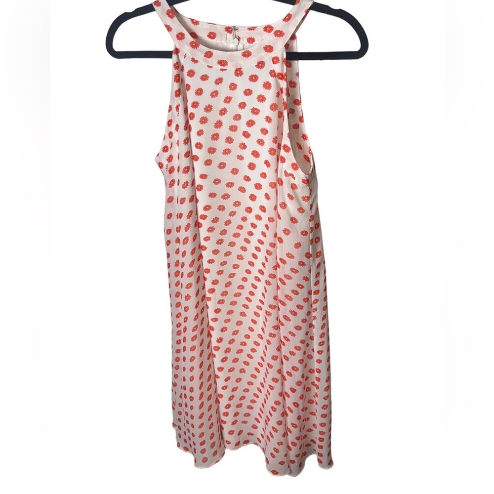 Floral Orange and White Betsey Johnson Dress - Size 6 High Neck with A-Line